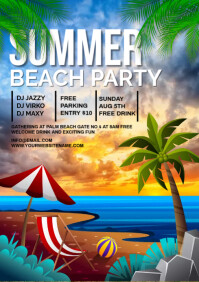 Summer beach party A4 template