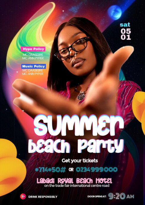Summer Beach Party Design Template A4
