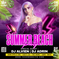 Summer Beach Party Square (1:1) template
