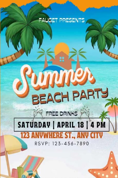 Summer Event Summer Beach Party Posters Template | PosterMyWall