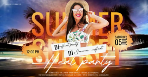 Summer Beach party event design template Facebook 共享图片