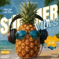 Summer beach party event square design template, Carré (1:1)