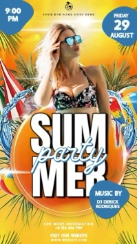 Summer beach party event square design template Instagram Story