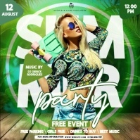 Summer beach party event square design template