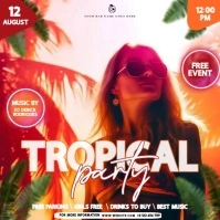 Summer beach party event square design template