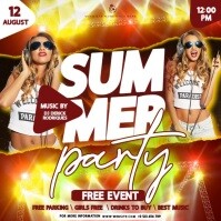 白色 Summer Party Square Template