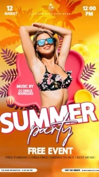 Summer beach party event square design template Instagram Story