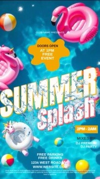 Blue Summer Pool Party Historia de Instagram Template