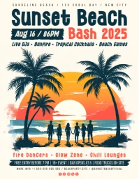 Summer Beach Party Flyer Рекламная листовка (US Letter) template