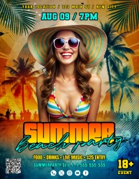 Summer Beach Party Flyer Volantino (US Letter) template