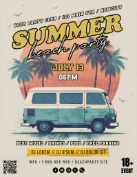 Summer Beach Party Flyer 传单(美国信函) template