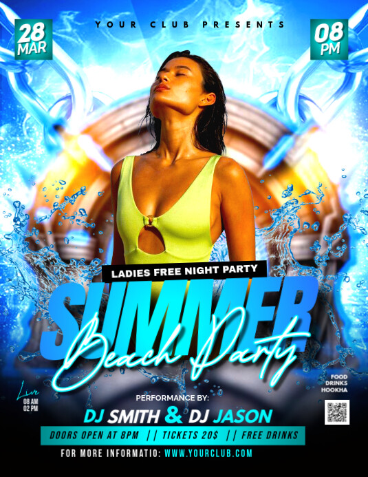 Summer Beach Party Flyer Flyer (us Letter) Pamflet (VSA Brief) template