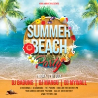 Summer Beach Party Flyer / Poster 方形(1:1) template
