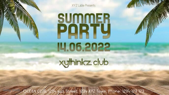 Summer Beach Party Header cover Event Promo Template | PosterMyWall