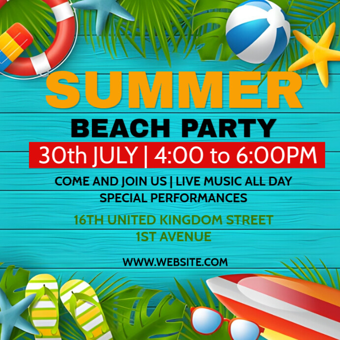Summer Beach Party  Instagram Post Iphosti le-Instagram template
