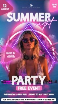 Summer beach party Night event design template Instagram Story