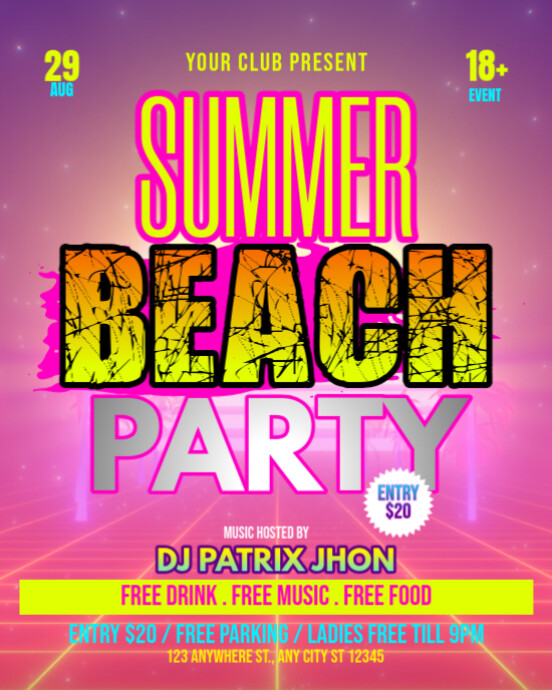 Summer beach party post Template | PosterMyWall