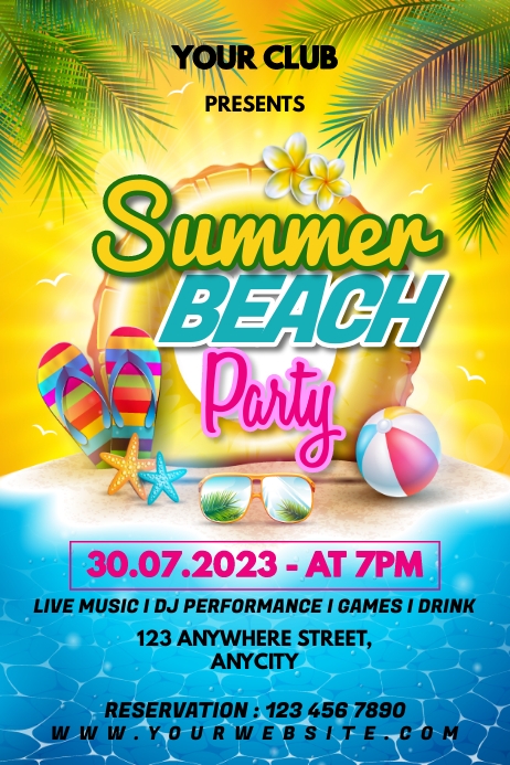 Summer Beach Party Poster template