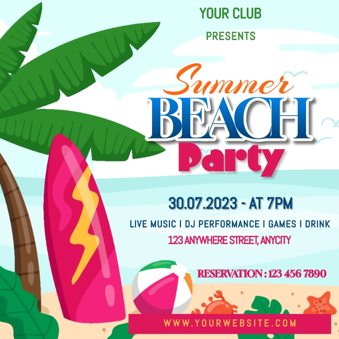 Summer Beach Party Poster template