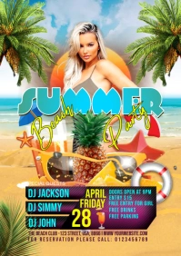 Summer beach party poster flyer A3 template