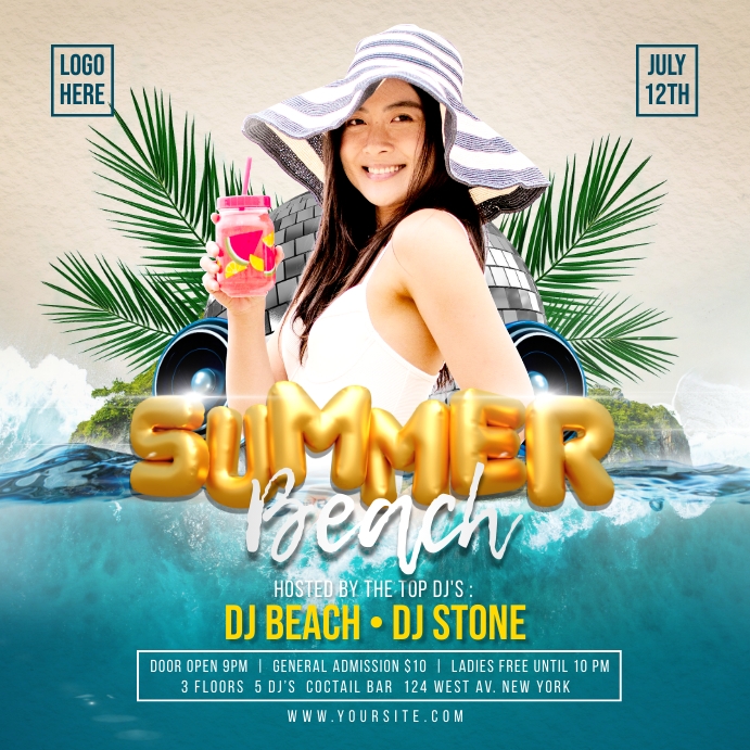 Summer Beach Party Instagram Ad Template | PosterMyWall