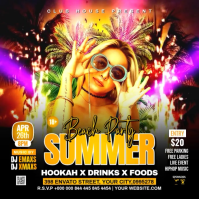 Summer Beach Party Square Video Quadrado (1:1) template