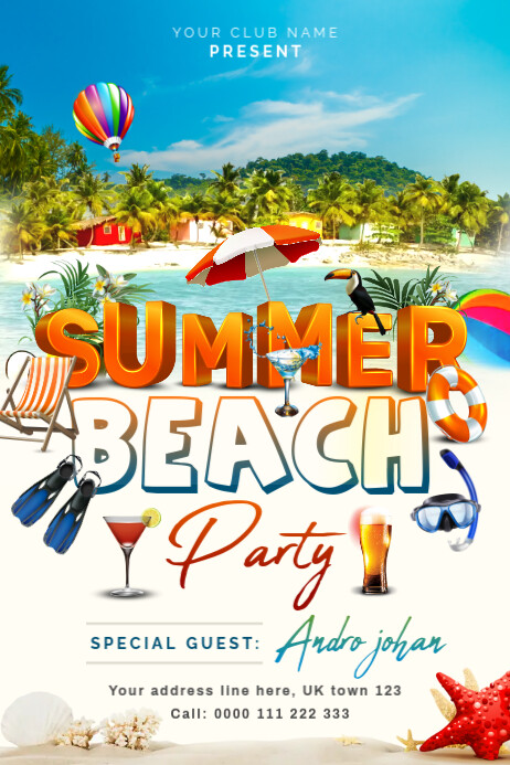 Summer Beach Party Template Cartaz