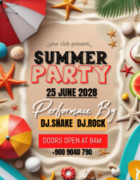 Summer beach party template Folder (US Letter)