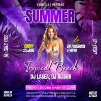 summer beach party video ads flyer Instagram Post template