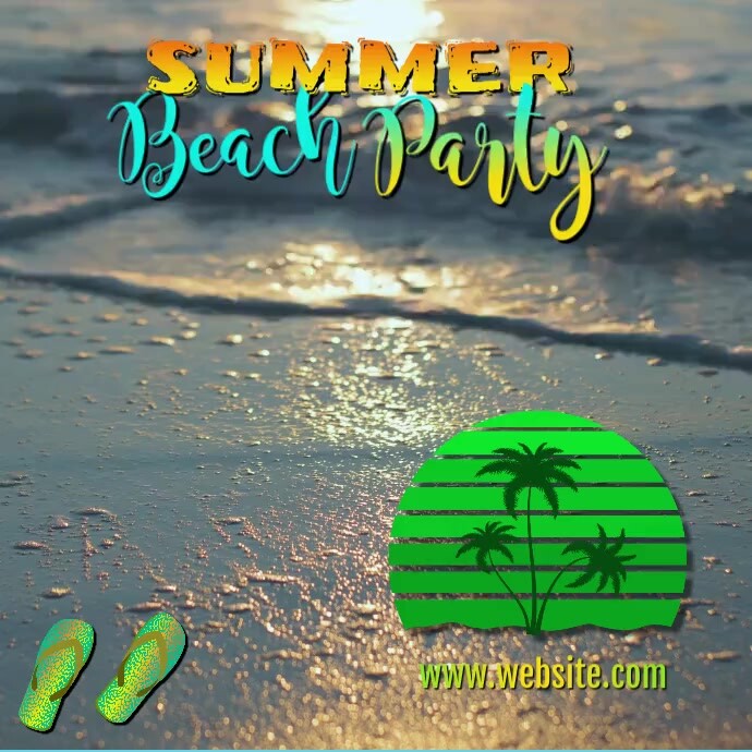 Summer Beach Party Video Cuadrado (1:1) template