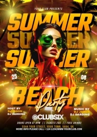 Summer Beach Party Video Flyer A6 template