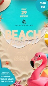Summer beach pool party event square design template História do Instagram