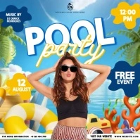 Summer beach pool party event square design template Instagram Post