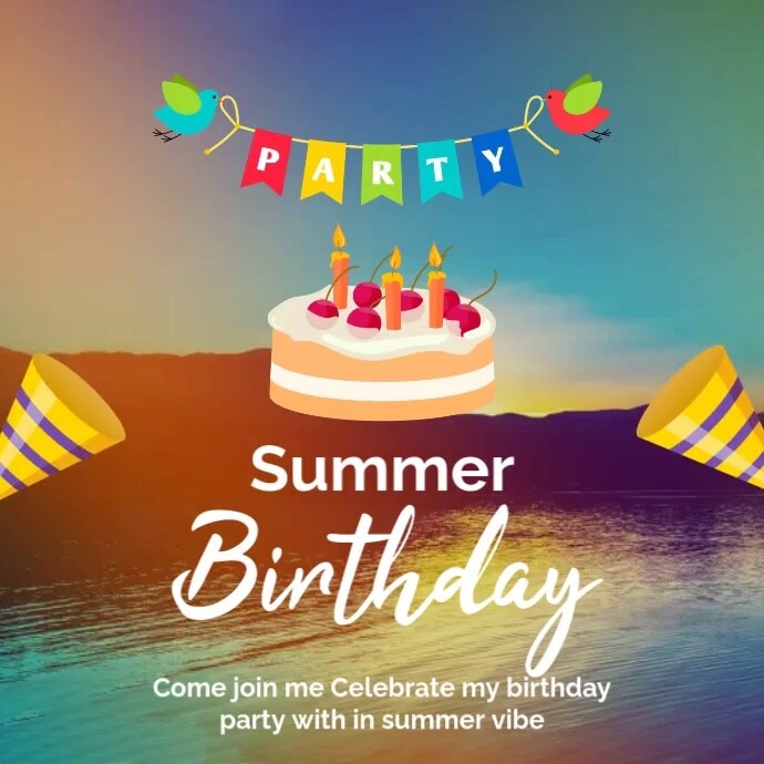 Summer Birthday Party Instagram Plasing template
