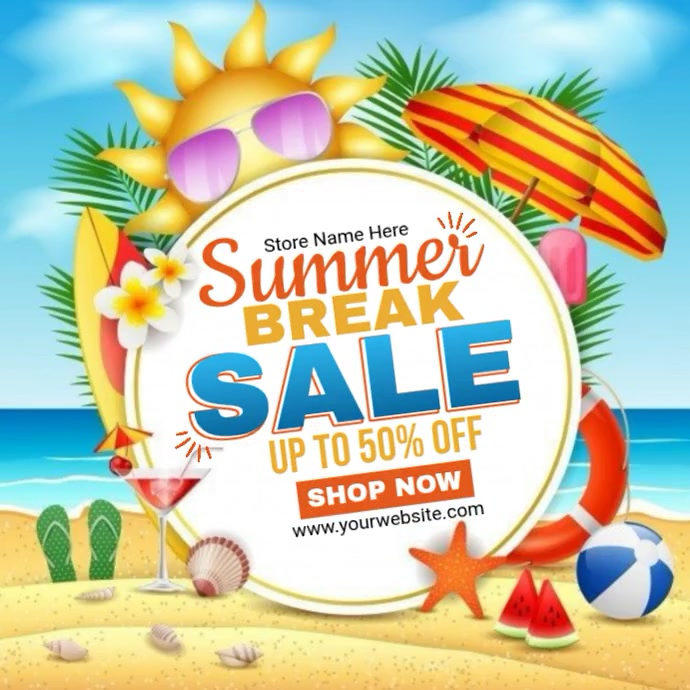 Summer Break Discount Sale Template | PosterMyWall