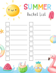 Summer Bucket List BLANK Volante (Carta US) template