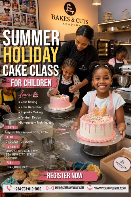 Cake Course Poster Children's Cake Class Posters Template | PosterMyWall