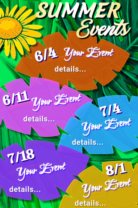 Summer Calendar of Events Poster template