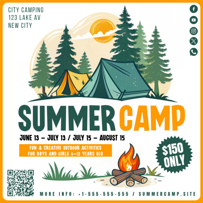Summer Camp Banner Instagram Post template