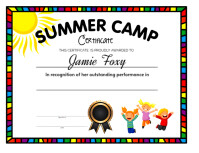 White Summer Camp Certificate 传单(美国信函) Template