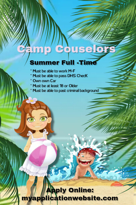 Summer Camp Counselor Hiring Flyer Template | PosterMyWall