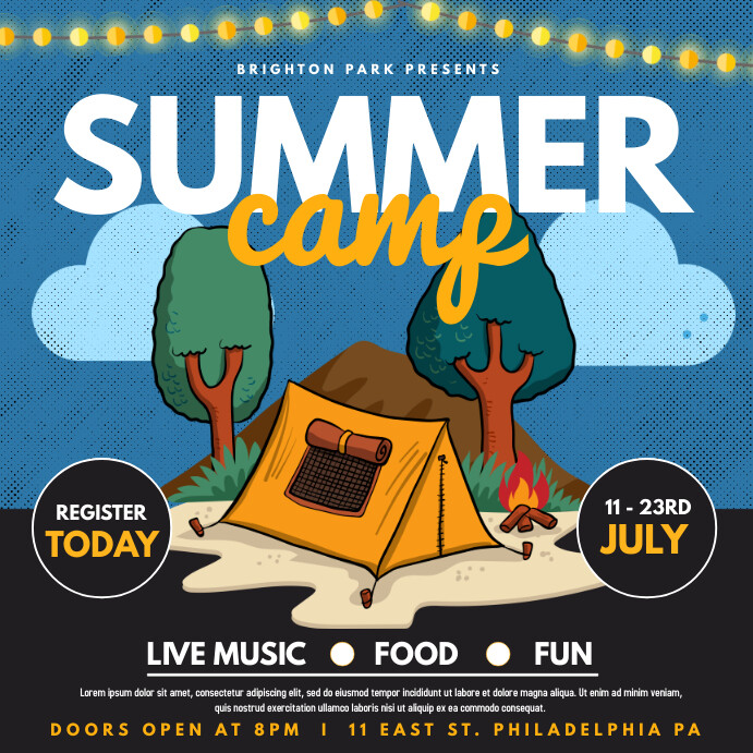 summer camp Publicação no Instagram template