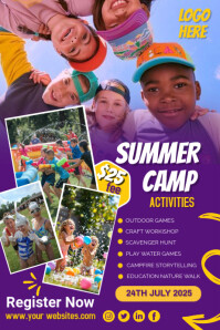 Summer Camp Activities Плакат Template