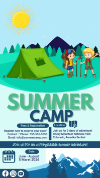 Blue Summer Camp Flyer, Holiday, Summer Digitalt display Template
