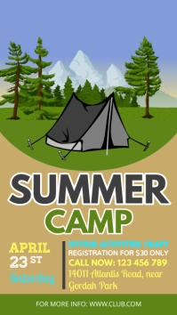 Summer camp flyer, summer, holiday Affichage numérique (9:16) template