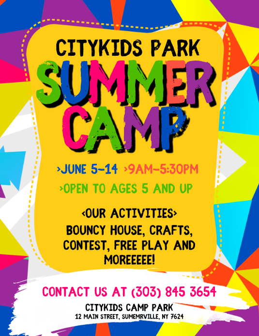 Summer Camp Flyer Folheto (US Letter) template