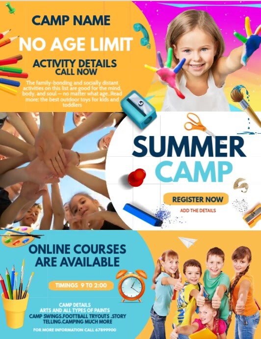 summer camp flyers, Kids camp, Kids activities Ulotka (US Letter) template