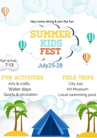 summer camp poster A4 template