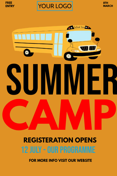 Summer Program Registration Opening Summer camp registration open Template | PosterMyWall