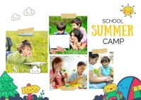 Summer camp student collage postcard template